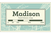 Madison USA City Map in Retro Style.