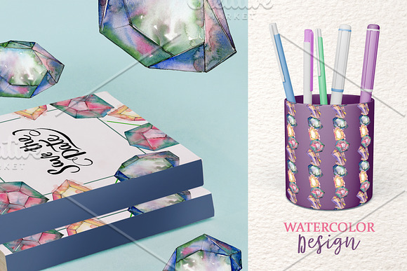 Platinum crystals watercolor png in Illustrations - product preview 4