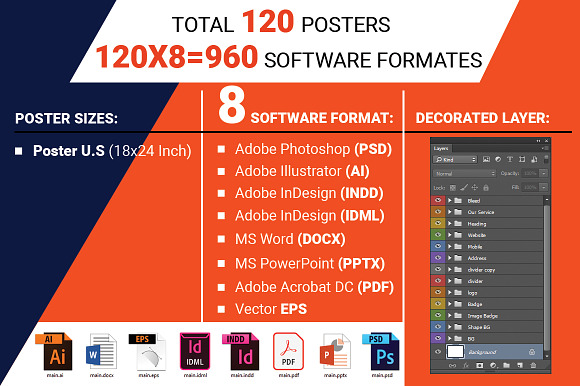 120 Posters Bundle 99% OFF in Flyer Templates - product preview 1