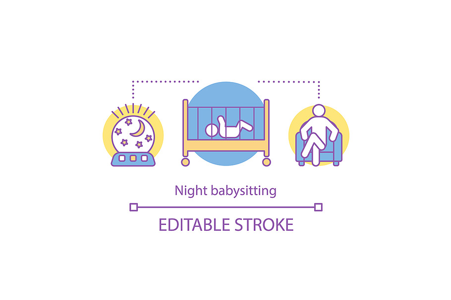 Night babysitting concept icon