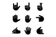 Hand gesture emojis glyph icons set