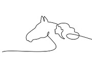 Horse and woman heads logo