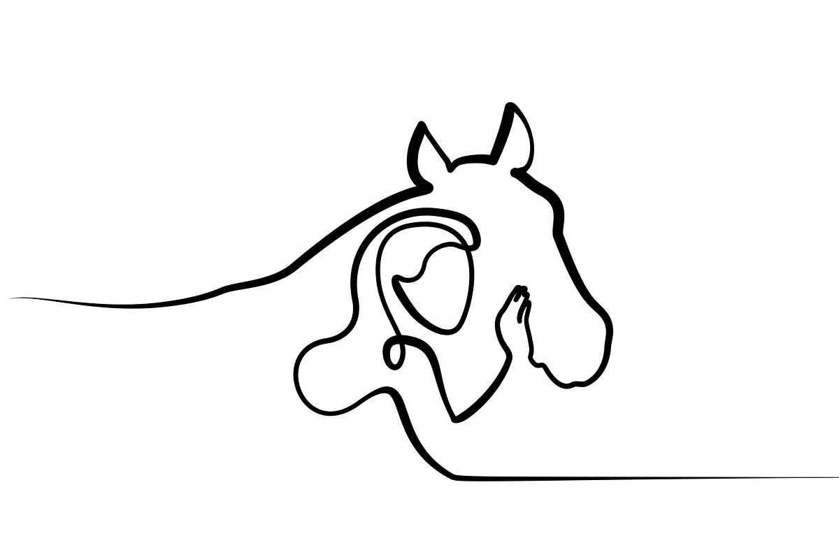 Horse and woman heads logo in Illustrations - product preview 8