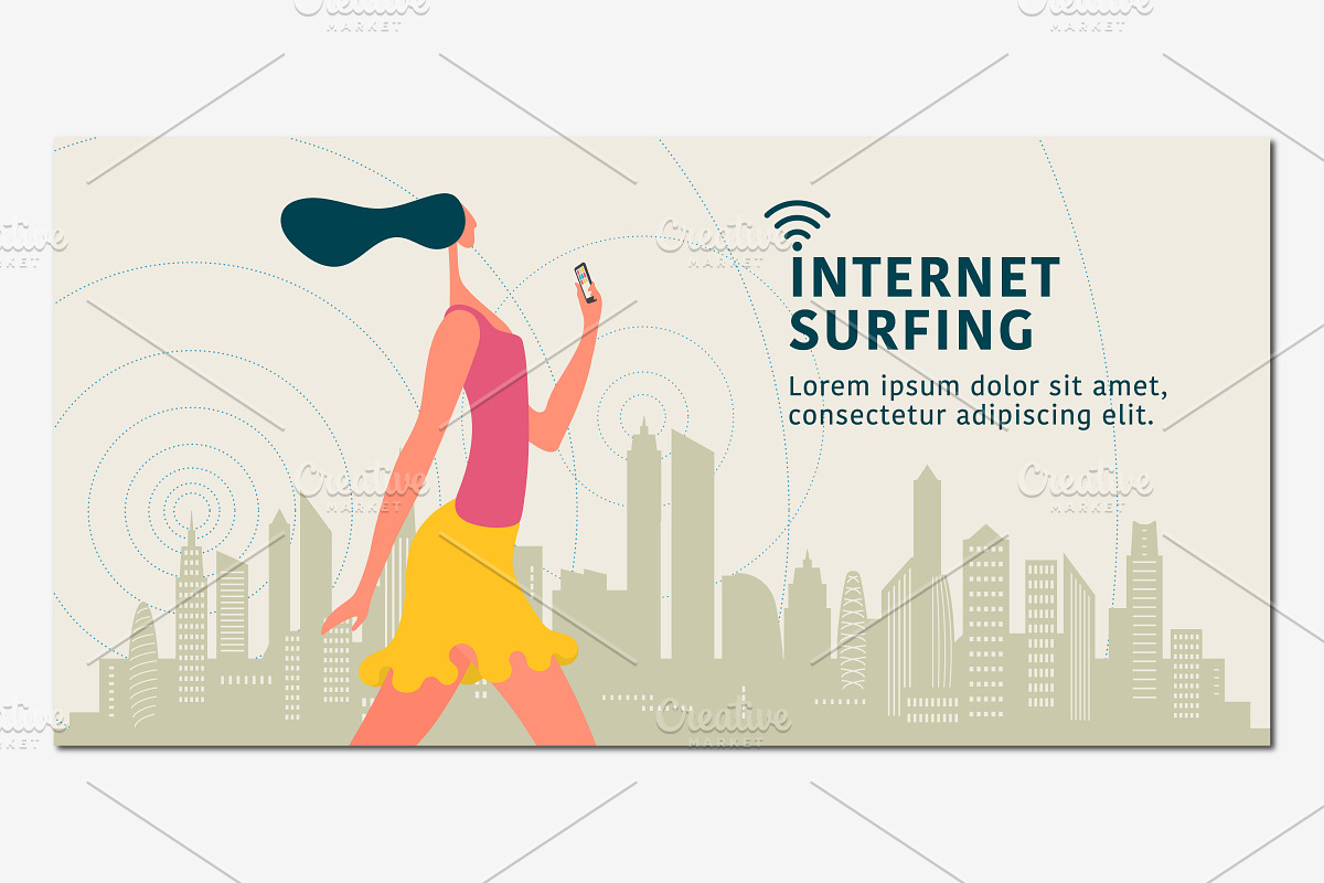 Internet connection vector banner in Illustrations - product preview 8