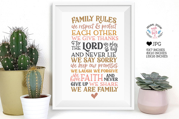 Family Rules Home Art Printable