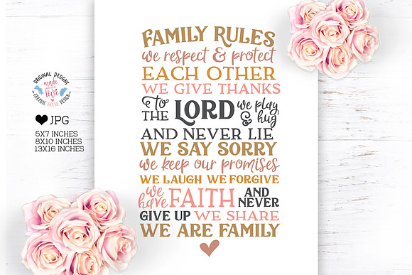 Family Rules Home Art Printable in Illustrations - product preview 1