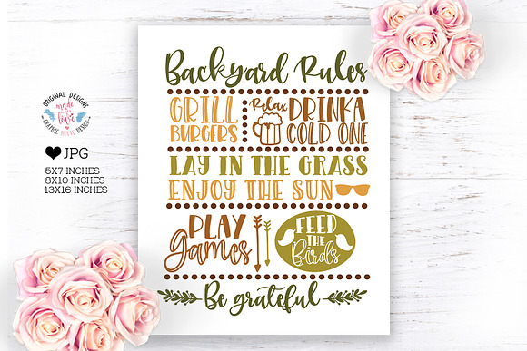 Backyard Rules Home Art Printable in Illustrations - product preview 1