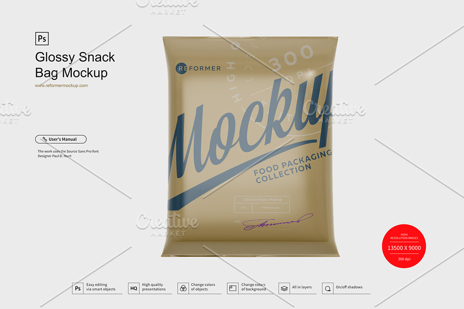Glossy Snack Bag Mockup in Product Mockups - product preview 8