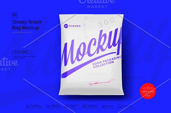 Glossy Snack Bag Mockup in Product Mockups - product preview 2