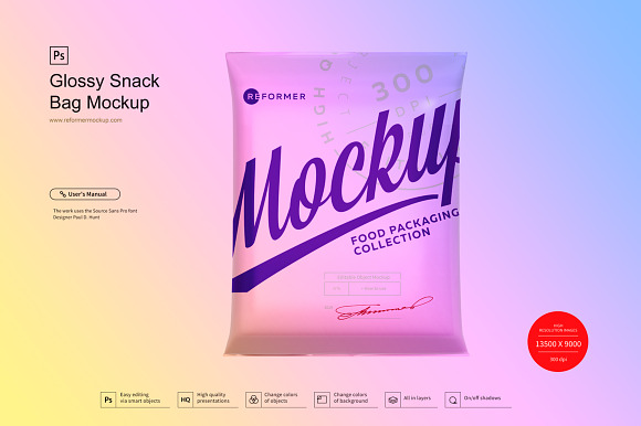 Glossy Snack Bag Mockup in Product Mockups - product preview 4