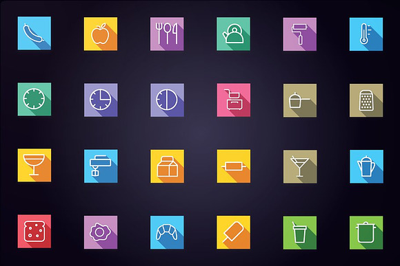 Foods - Drinks & Kitchen Flat Icons in Icons - product preview 3