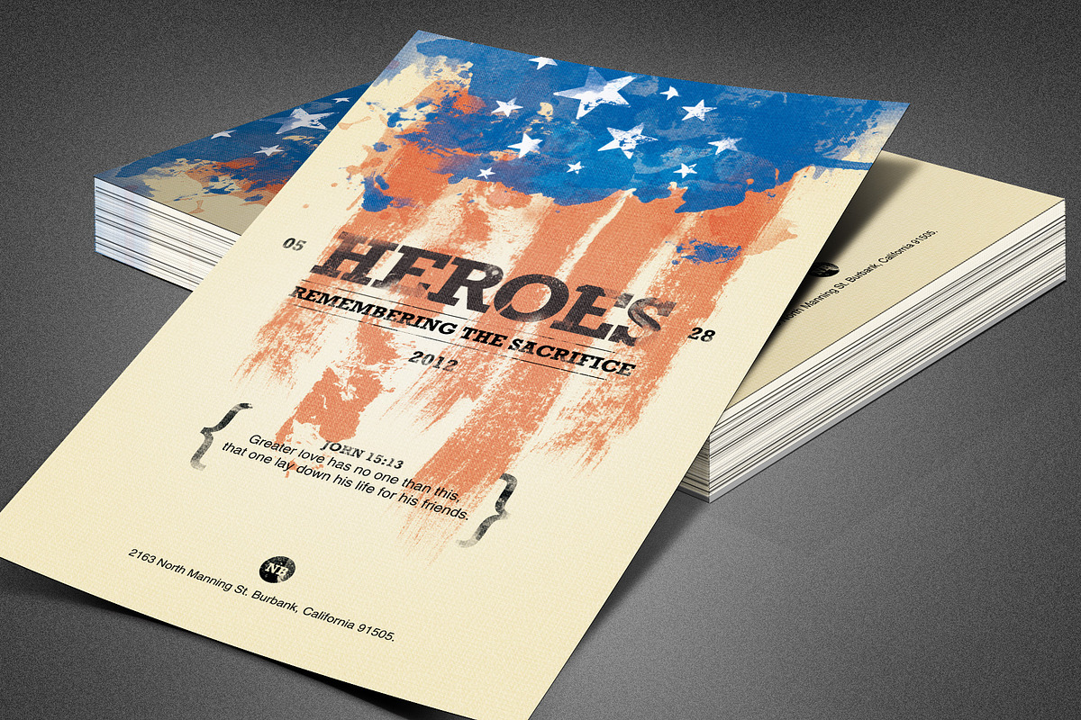 Heroes Memorial Day Flyer Template in Flyer Templates - product preview 8
