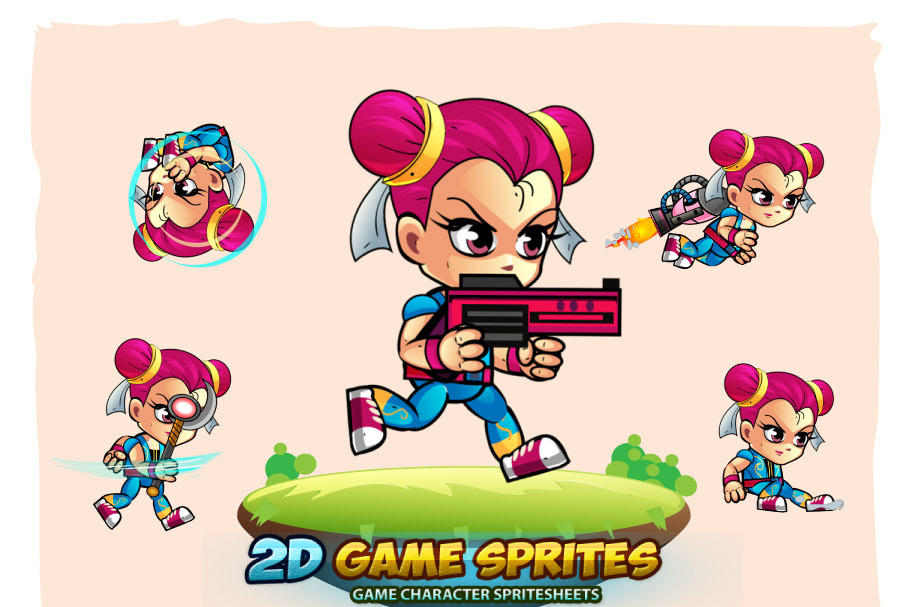 Kim 2D Game Charcter Sprites in Illustrations - product preview 8