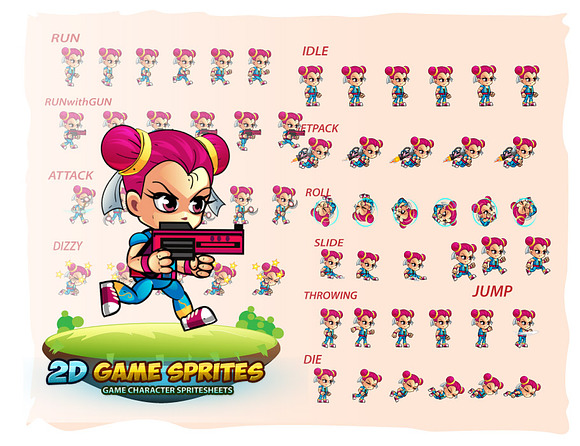 Kim 2D Game Charcter Sprites in Illustrations - product preview 1