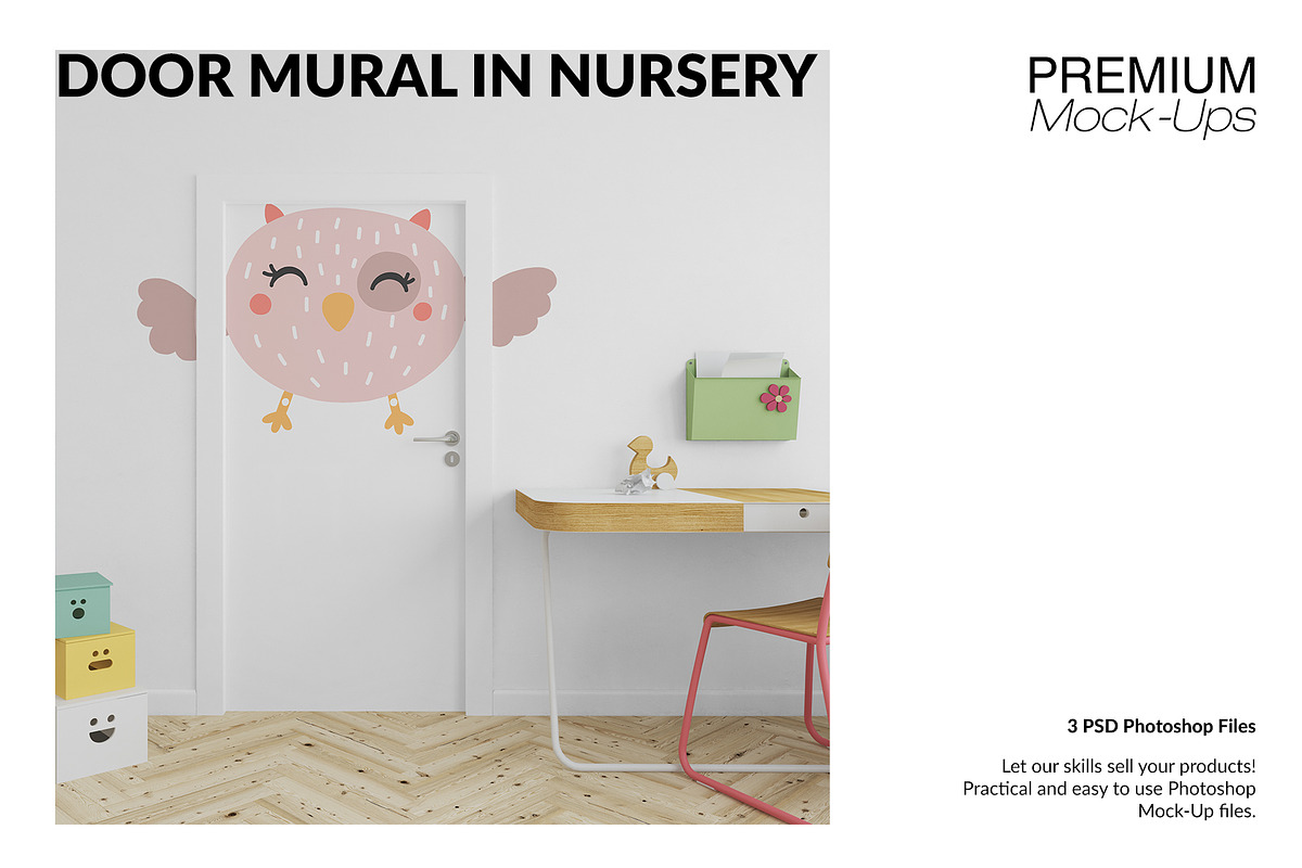 Door Murals in Nursery Set in Product Mockups - product preview 8