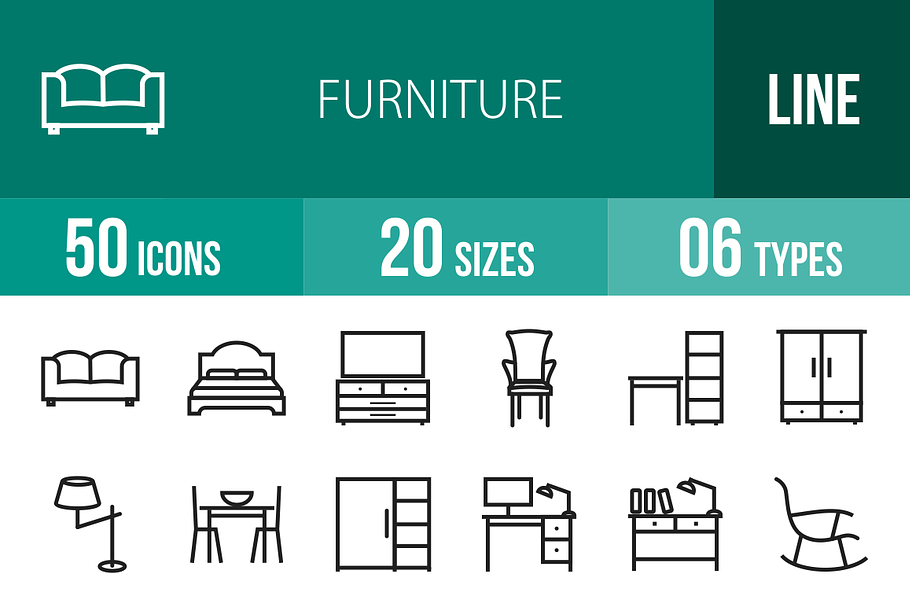 50 Furniture Line Icons