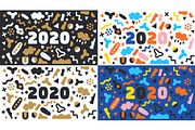 2020 New Year vector background set
