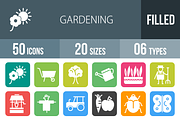 50 Gardening Flat Round Corner Icons