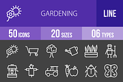 50 Gardening Line Inverted Icons