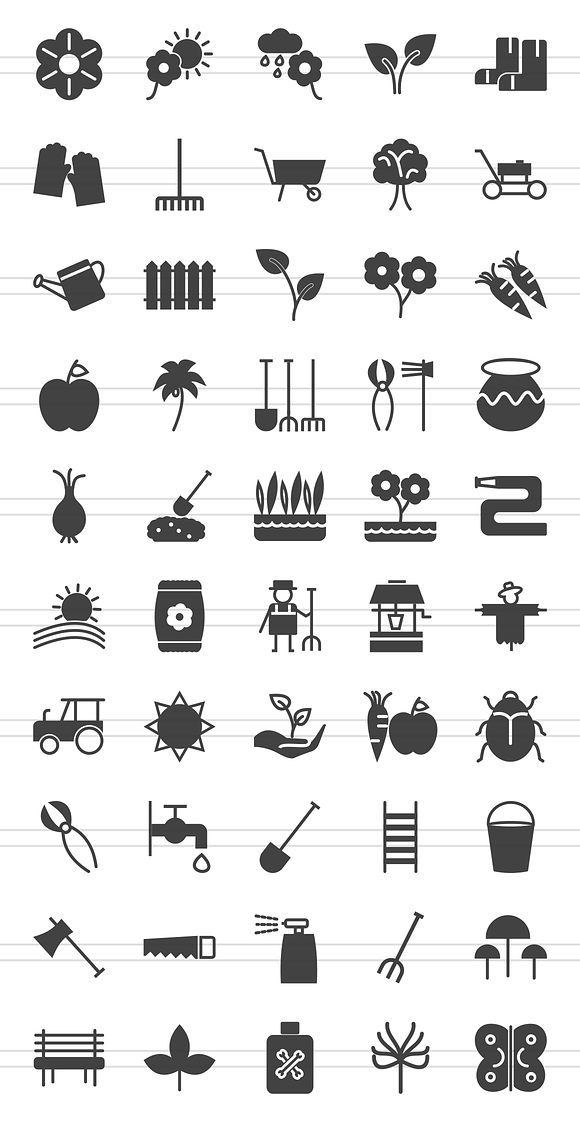 50 Gardening Glyph Icons in Graphics - product preview 1