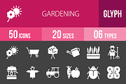 50 Gardening Glyph Inverted Icons