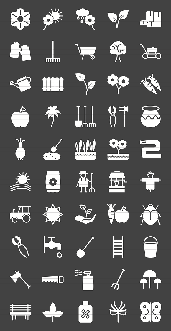 50 Gardening Glyph Inverted Icons in Graphics - product preview 1
