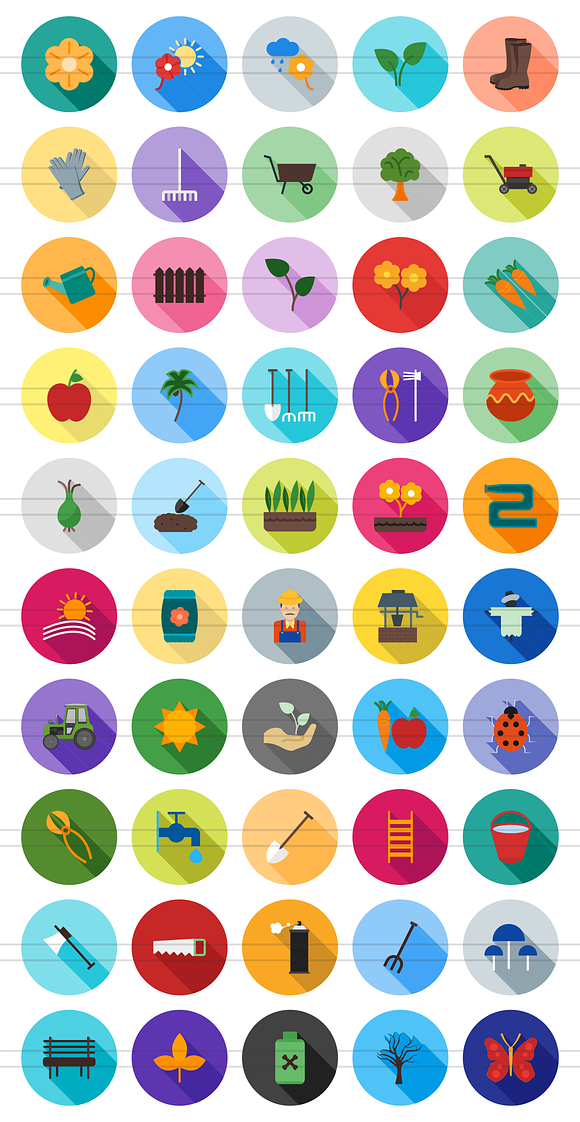 50 Gardening Flat Shadowed Icons in Icons - product preview 1