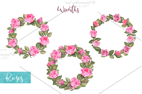 Watercolor Pink Roses in Illustrations - product preview 6