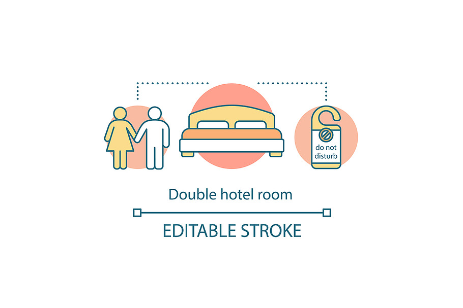 Double hotel room concept icon