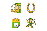 Saint Patrick’s Day color icons set