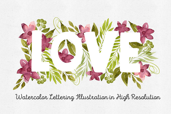 Love Floral Lettering