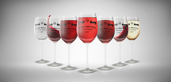 Glass Mockup - Wine Glass Mockup 9 in Product Mockups - product preview 3