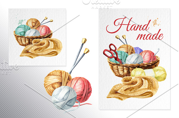 Handmade. Knitting set in Illustrations - product preview 1