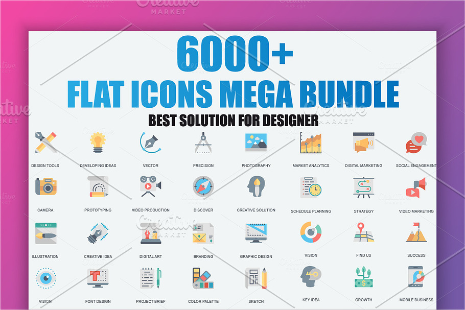 6000+ Flat Icons Bundle