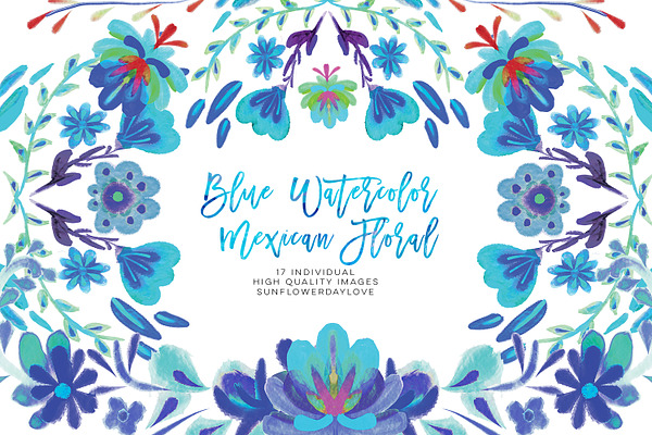 Blue Florals clip arts