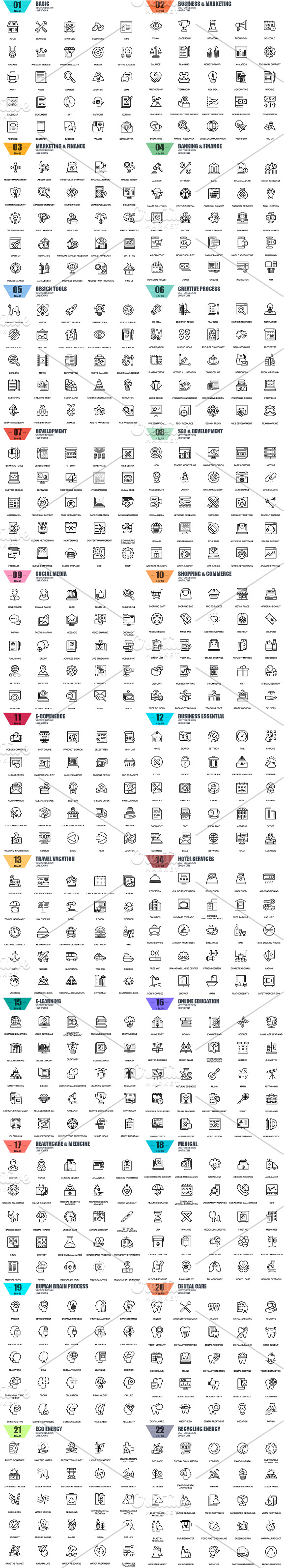 6700+ Line Icons Bundle in Icons - product preview 4