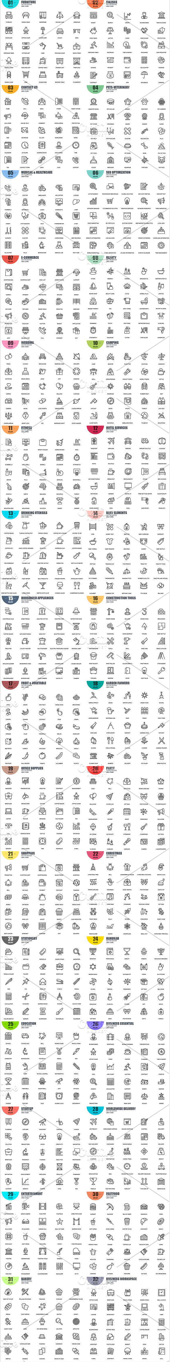 6700+ Line Icons Bundle in Icons - product preview 5