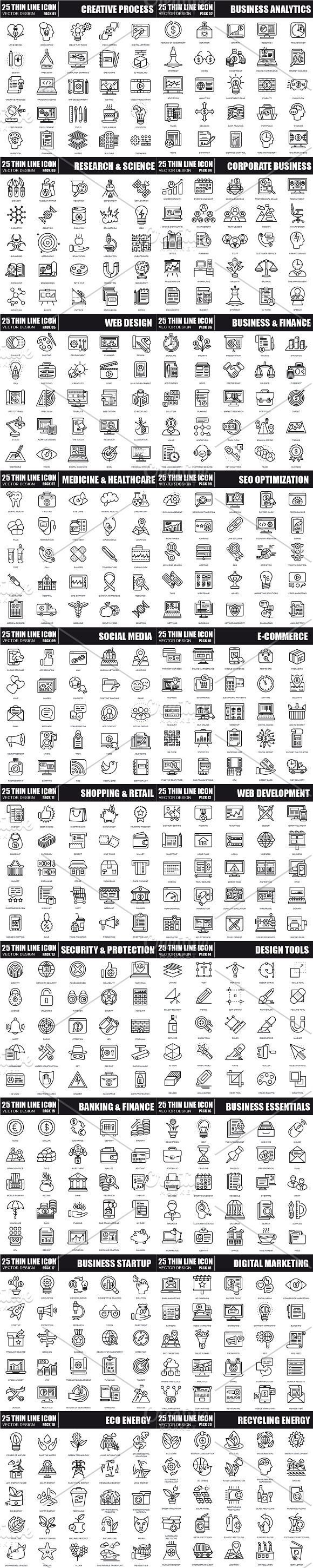 6700+ Line Icons Bundle in Icons - product preview 9