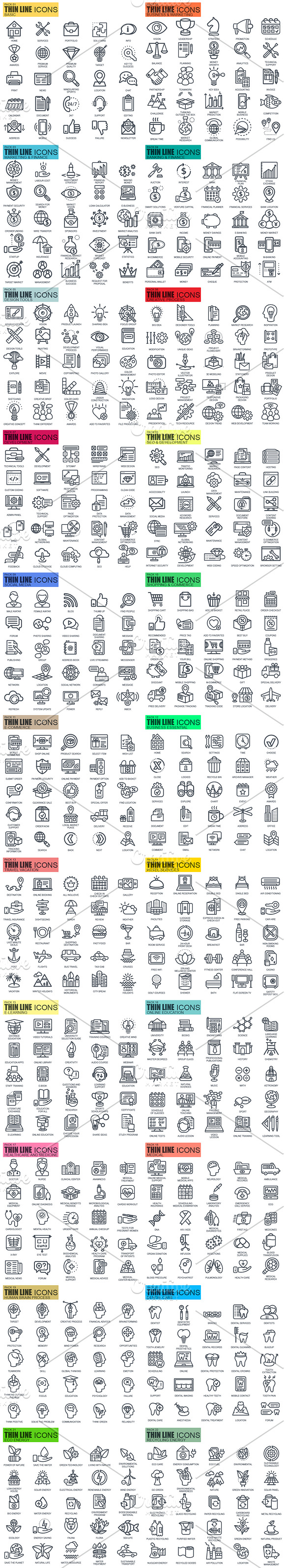 6700+ Line Icons Bundle in Icons - product preview 12