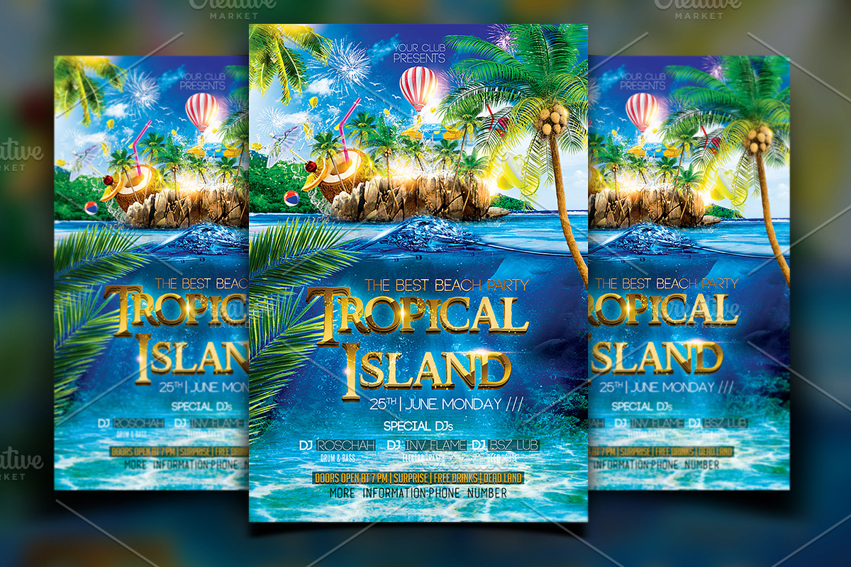 Tropical Island Party Flyer in Flyer Templates - product preview 8