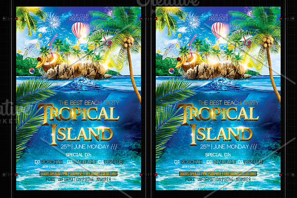 Tropical Island Party Flyer in Flyer Templates - product preview 3