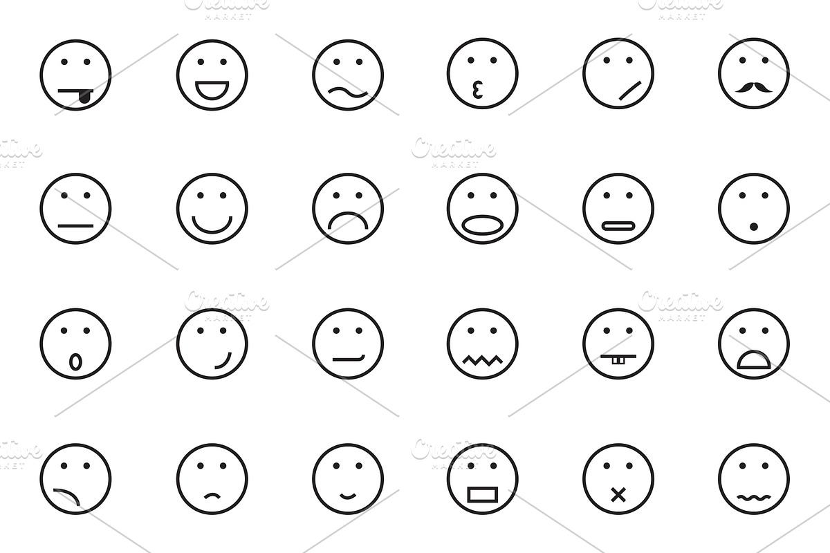 set of 24 face icons in Icons - product preview 8