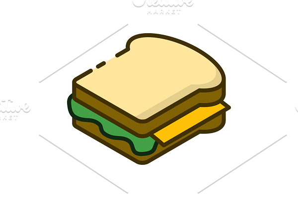Sandwich outline color icon
