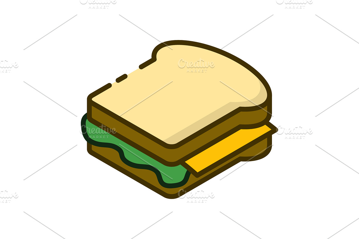 Sandwich outline color icon in Icons - product preview 8