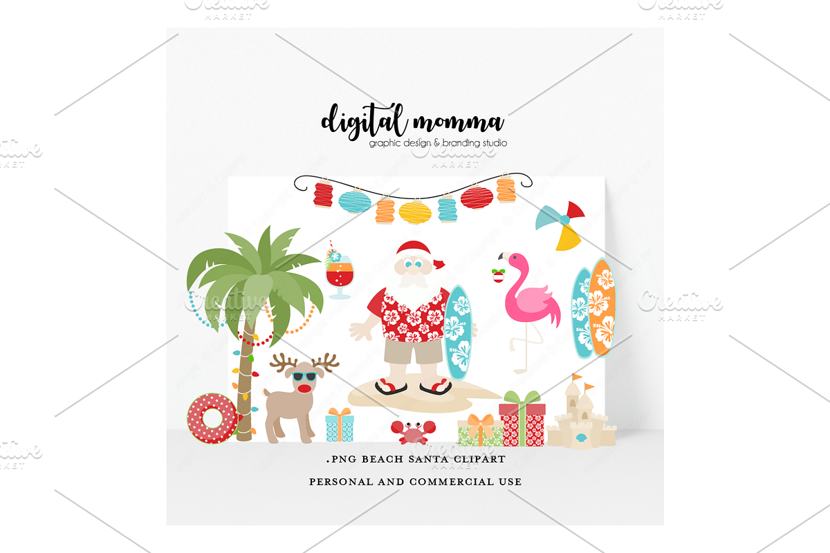 Beach Santa Clipart, .PNG Graphics in Illustrations - product preview 8