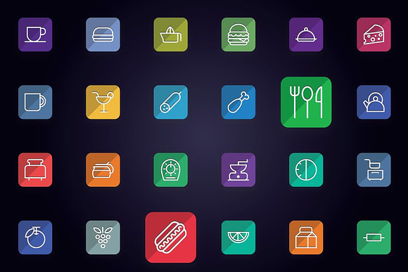 Foods - Drinks & Kitchen Flat Icons in Icons - product preview 1