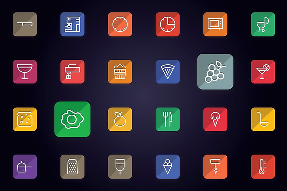 Foods - Drinks & Kitchen Flat Icons in Icons - product preview 2