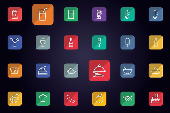 Foods - Drinks & Kitchen Flat Icons in Icons - product preview 4