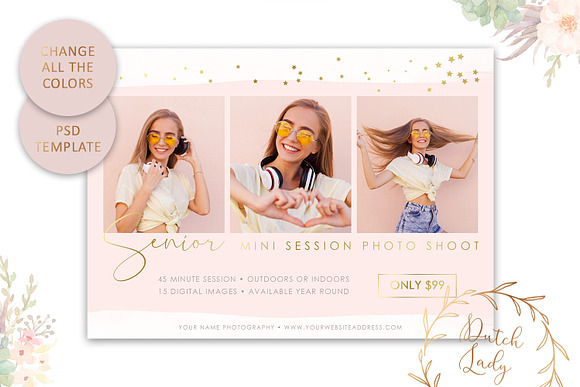 PSD Photo Session Card Template #31 in Card Templates - product preview 3