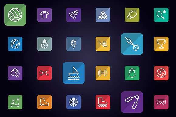 Sports, Games & Fitness Flat Icons in Icons - product preview 1